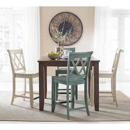 Counter Height Dining Set with Four Chairs